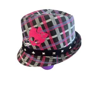 Monster High Plaid Fedora Hat 2012 Skull Bow Studded 2012 Costume Dress Up EUC